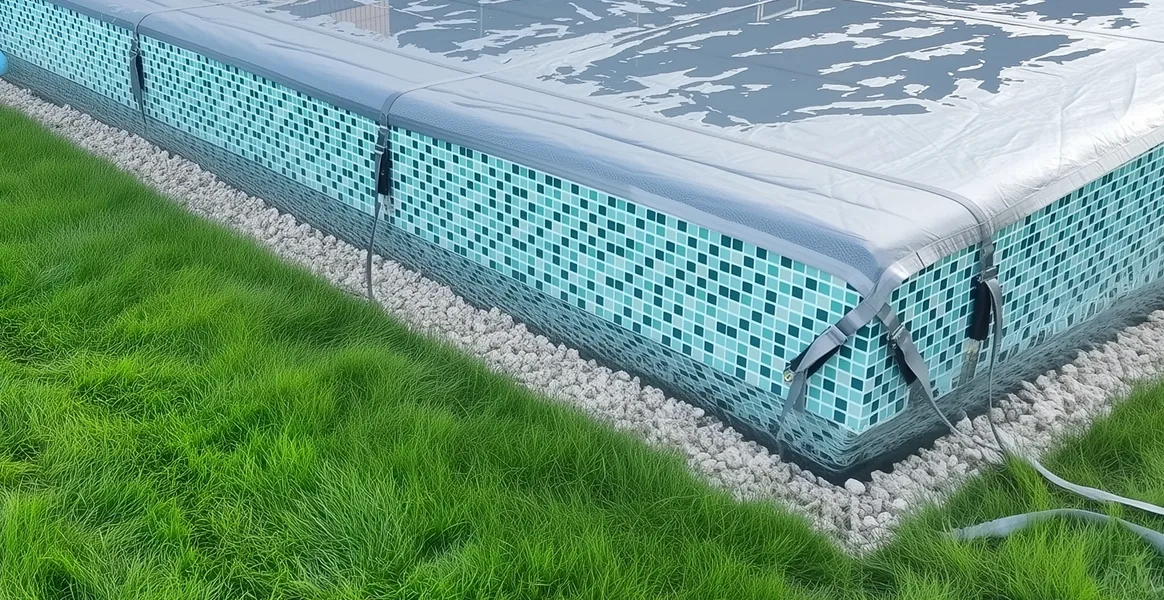 Покрывало для бассейна под снегом — защита зимой в Тынде